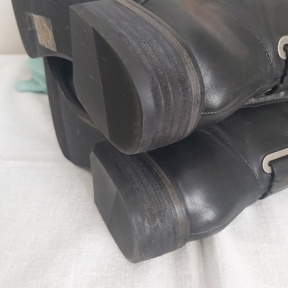 Arturo Chiang Black Leather Tall Boots Knee High Low Heel - Picture 10 of 16